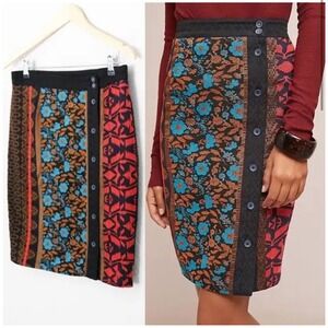 Dolan Left Coast Collection Tapestry Button‎ Front Pencil Skirt S